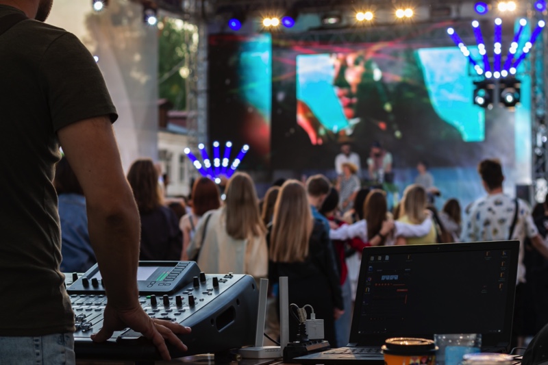 corporate event with attendees standing